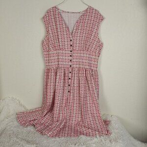 Summer Floral Dress Size Large Button Front Sleeveless Cottage Core